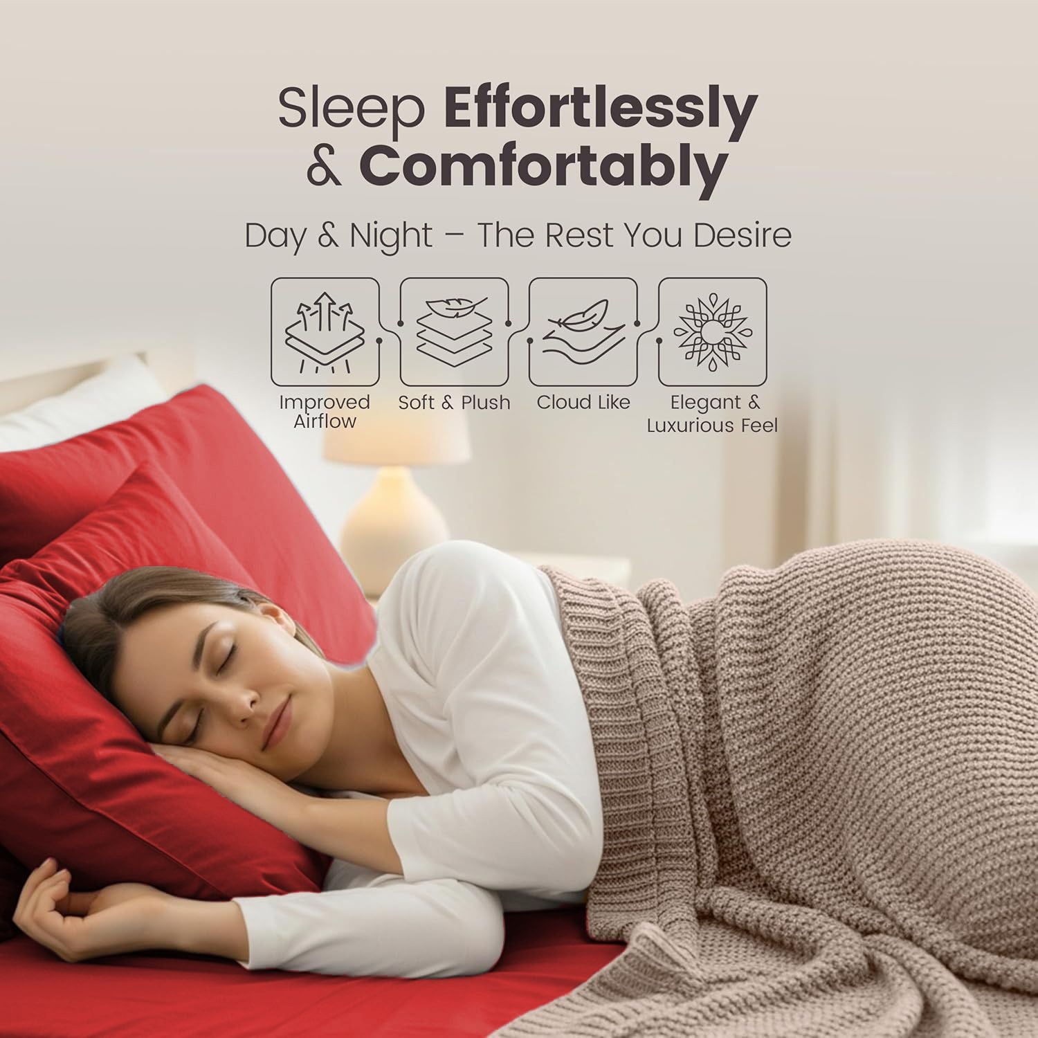 Hotel Quality Fitted Sheet - 1 Piece Fitted Sheet  -Breathable Bedding - Wrinkle, Fade, Stain Resistant- 16inch/40cm Deep Pocket Fitted Bed Sheet-Wrinkle and Fade Resistant,(Red,Queen)