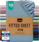 Hotel Quality Fitted Sheet - 1 Piece Fitted Sheet  -Breathable Bedding - Wrinkle, Fade, Stain Resistant- 16inch/40cm Deep Pocket Fitted Bed Sheet-Wrinkle and Fade Resistant,(Ocean,Queen)