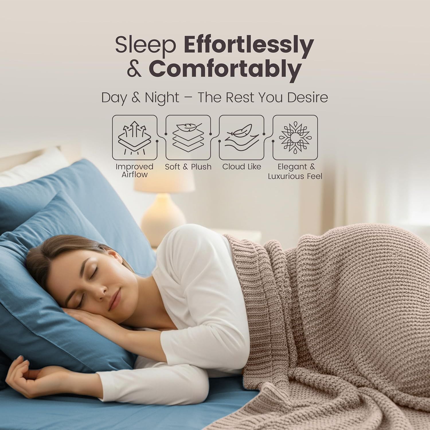 Hotel Quality Fitted Sheet - 1 Piece Fitted Sheet  -Breathable Bedding - Wrinkle, Fade, Stain Resistant- 16inch/40cm Deep Pocket Fitted Bed Sheet-Wrinkle and Fade Resistant,(Ocean,Queen)