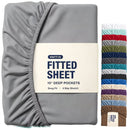 Hotel Quality Fitted Sheet - 1 Piece Fitted Sheet  -Breathable Bedding - Wrinkle, Fade, Stain Resistant- 16inch/40cm Deep Pocket Fitted Bed Sheet-Wrinkle and Fade Resistant,(Grey,Queen)