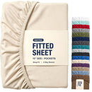 Hotel Quality Fitted Sheet - 1 Piece Fitted Sheet  -Breathable Bedding - Wrinkle, Fade, Stain Resistant- 16inch/40cm Deep Pocket Fitted Bed Sheet-Wrinkle and Fade Resistant,(Cream White,Queen)