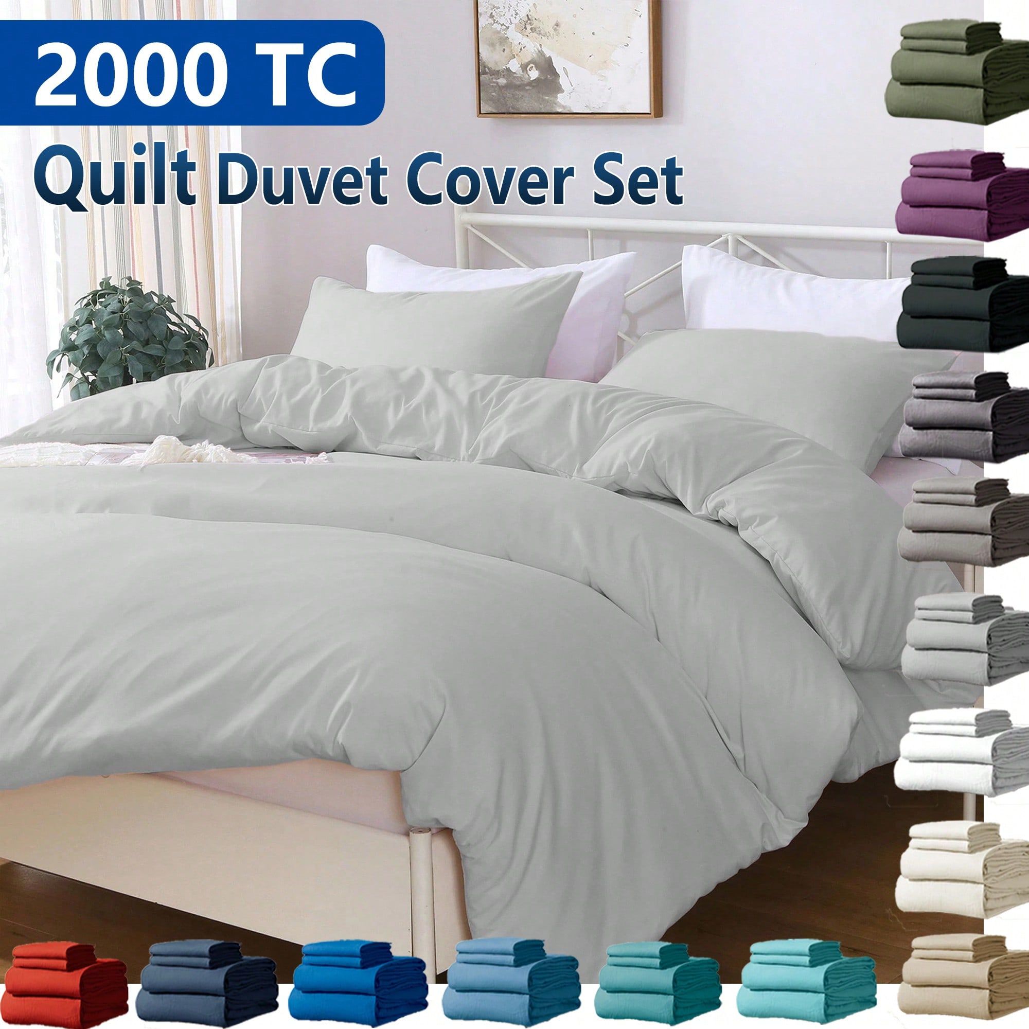 Hotel Soft Microfiber Duvet Cover Set-2000TC Quilt Cover Set & Pillowcases -1 Donna Cover Zipper Closure & 1 x Pillowcases-Breathable Bedding - Wrinkle, Fade, Stain Resistant(Silver-gray,Single)