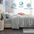 Hotel Soft Microfiber Duvet Cover Set-2000TC Quilt Cover Set & Pillowcases -1 Donna Cover Zipper Closure & 1 x Pillowcases-Breathable Bedding - Wrinkle, Fade, Stain Resistant(Silver-gray,Single)