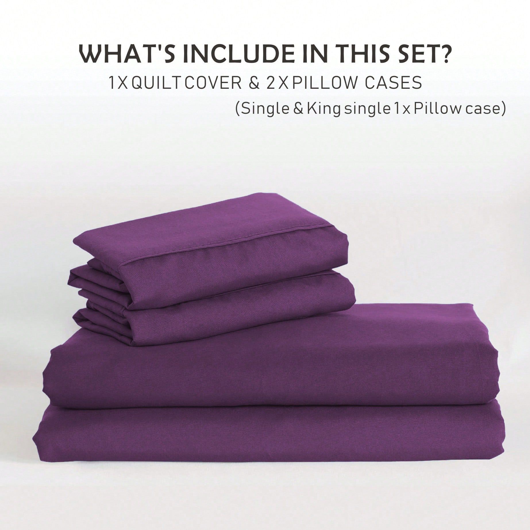 Hotel Soft Microfiber Duvet Cover Set-2000TC Quilt Cover Set & Pillowcases -1 Donna Cover Zipper Closure & 1 x Pillowcases-Breathable Bedding - Wrinkle, Fade, Stain Resistant(Purple,Single)