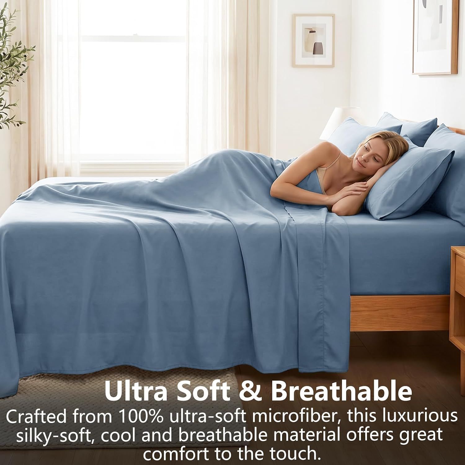 Hotel Soft Bed Sheet Set- Bedding Sheets & Pillowcases -Breathable Bedding - Wrinkle, Fade, Stain Resistant-Deep Pocket Flat Fitted Bed Sheet Set(Ocean,Single)