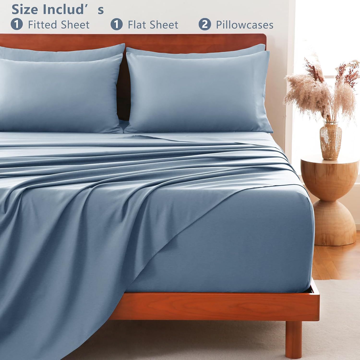 Hotel Soft Bed Sheet Set- Bedding Sheets & Pillowcases -Breathable Bedding - Wrinkle, Fade, Stain Resistant-Deep Pocket Flat Fitted Bed Sheet Set(Ocean,Single)
