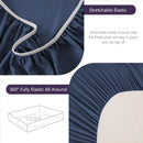 Hotel Soft Bed Sheet Set- Bedding Sheets & Pillowcases -Breathable Bedding - Wrinkle, Fade, Stain Resistant-Deep Pocket Flat Fitted Bed Sheet Set(Navy,Single)