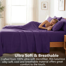 Hotel Soft Bed Sheet Set- Bedding Sheets & Pillowcases -Breathable Bedding - Wrinkle, Fade, Stain Resistant-Deep Pocket Flat Fitted Bed Sheet Set(Purple,Single)