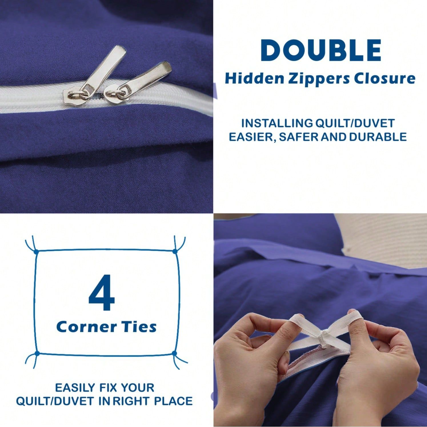 Hotel Soft Microfiber Duvet Cover Set-2000TC Quilt Cover Set & Pillowcases -1 Donna Cover Zipper Closure & 1 x Pillowcases-Breathable Bedding - Wrinkle, Fade, Stain Resistant(Royal blue,Super King)