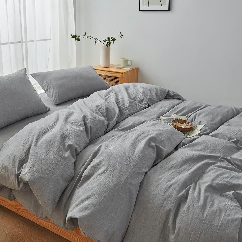 Hotel Soft Microfiber Duvet Cover Set-2000TC Quilt Cover Set & Pillowcases -1 Donna Cover Zipper Closure & 1 x Pillowcases-Breathable Bedding - Wrinkle, Fade, Stain Resistant(Grey,Super King)