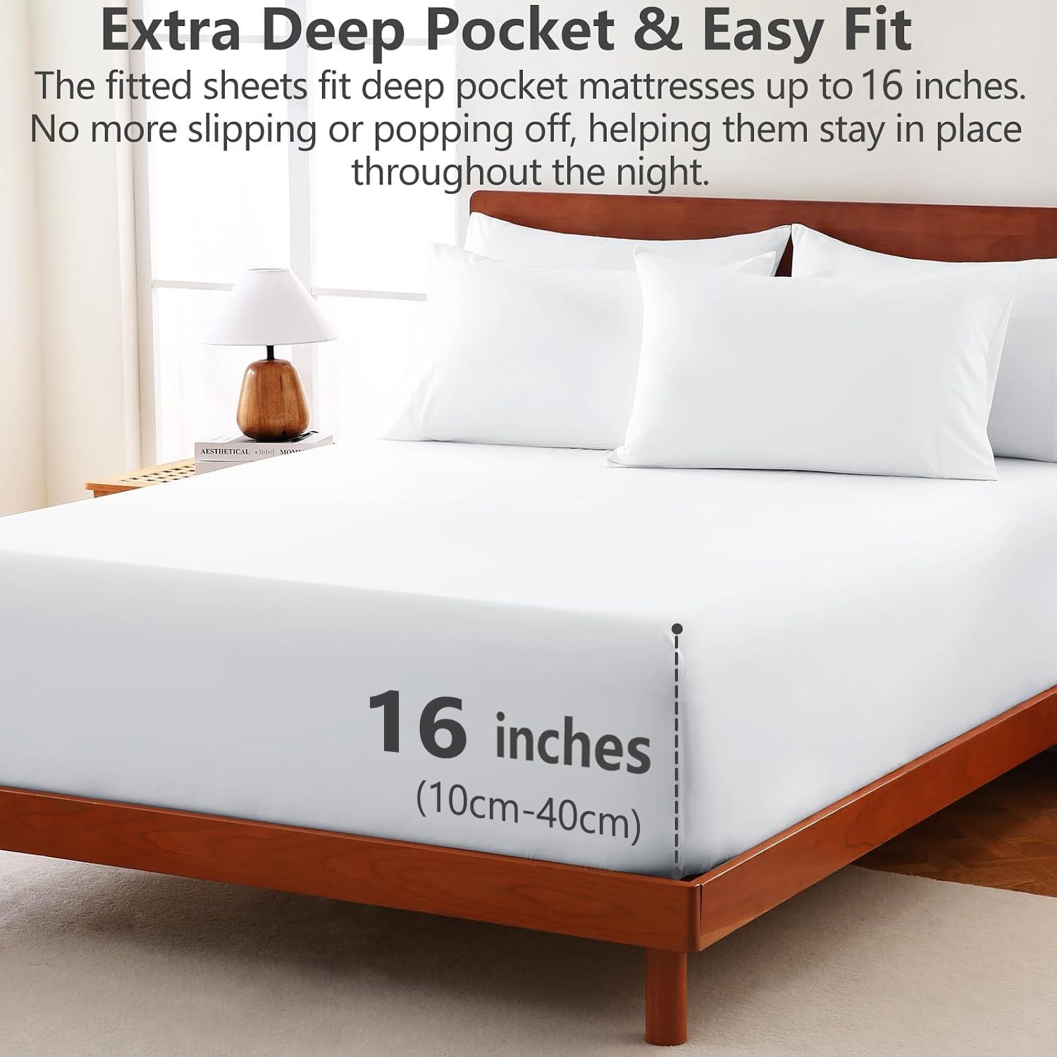 Hotel Soft Bed Sheet Set- Bedding Sheets & Pillowcases -Breathable Bedding - Wrinkle, Fade, Stain Resistant-Deep Pocket Flat Fitted Bed Sheet Set(Raw white,Super King)