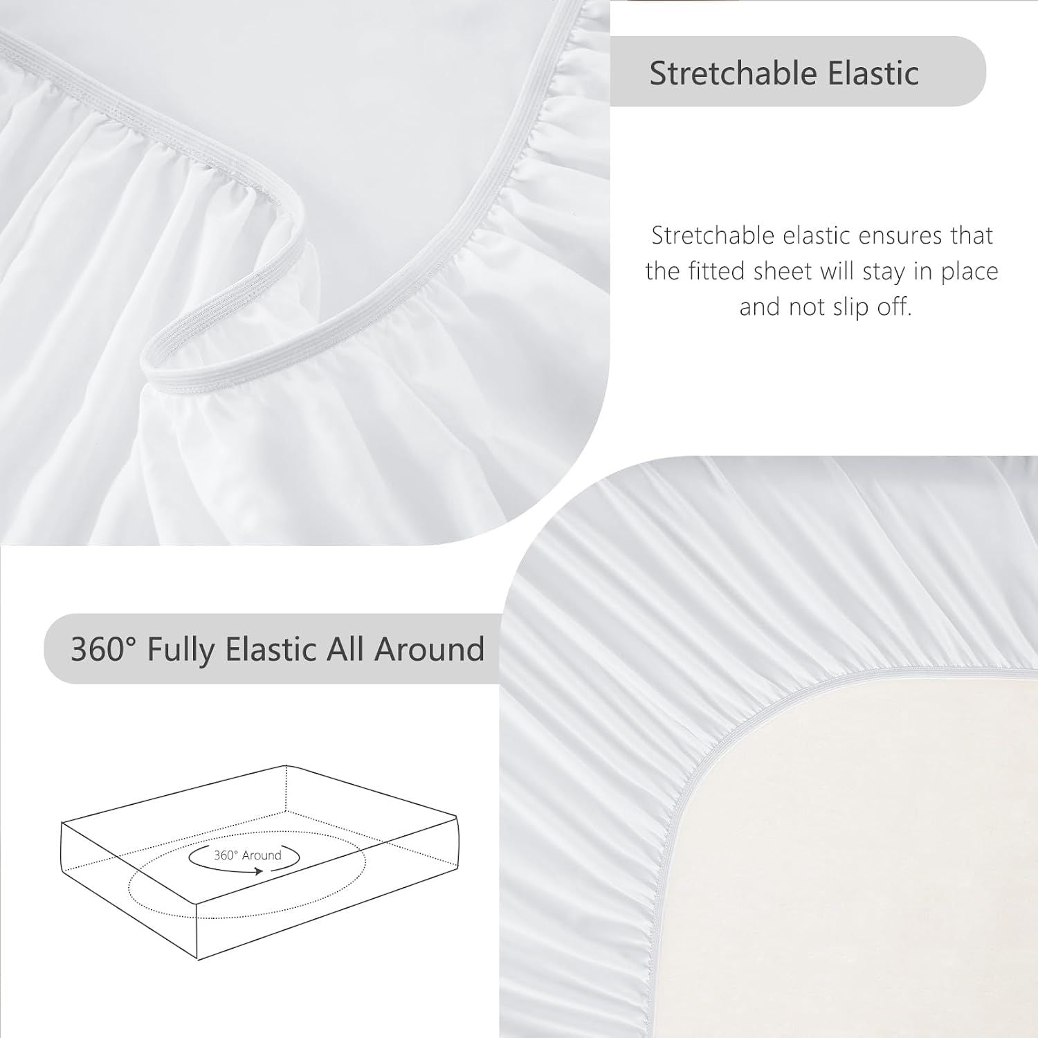 Hotel Soft Bed Sheet Set- Bedding Sheets & Pillowcases -Breathable Bedding - Wrinkle, Fade, Stain Resistant-Deep Pocket Flat Fitted Bed Sheet Set(Raw white,Super King)