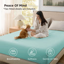 Hotel Soft Bed Sheet Set- Bedding Sheets & Pillowcases -Breathable Bedding - Wrinkle, Fade, Stain Resistant-Deep Pocket Flat Fitted Bed Sheet Set(Ice Blue,Super King)
