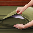 Hotel Soft Bed Sheet Set- Bedding Sheets & Pillowcases -Breathable Bedding - Wrinkle, Fade, Stain Resistant-Deep Pocket Flat Fitted Bed Sheet Set(Olive green,Super King)