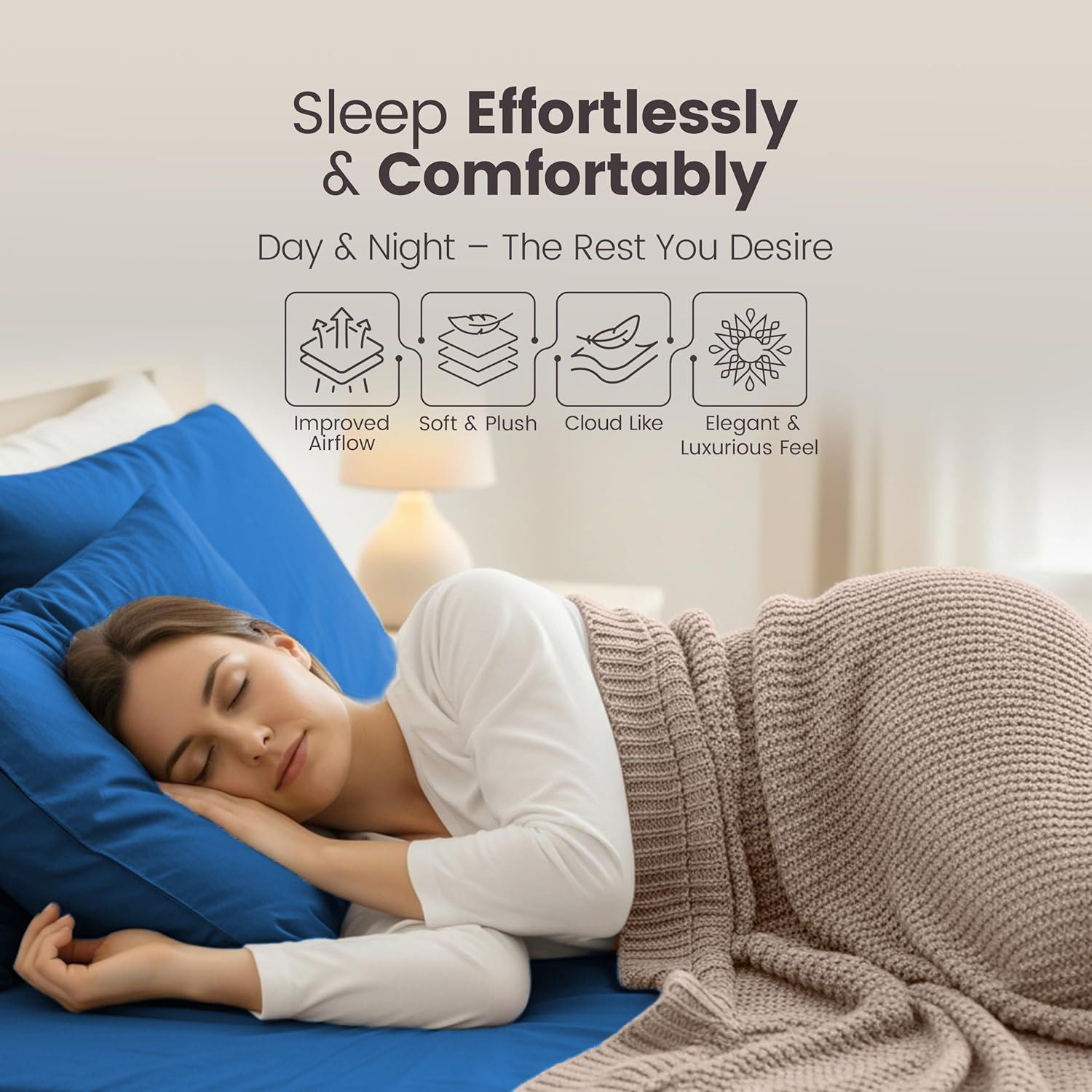 Hotel Quality Fitted Sheet - 1 Piece Fitted Sheet  -Breathable Bedding - Wrinkle, Fade, Stain Resistant- 16inch/40cm Deep Pocket Fitted Bed Sheet-Wrinkle and Fade Resistant,(Royal blue,Super King)