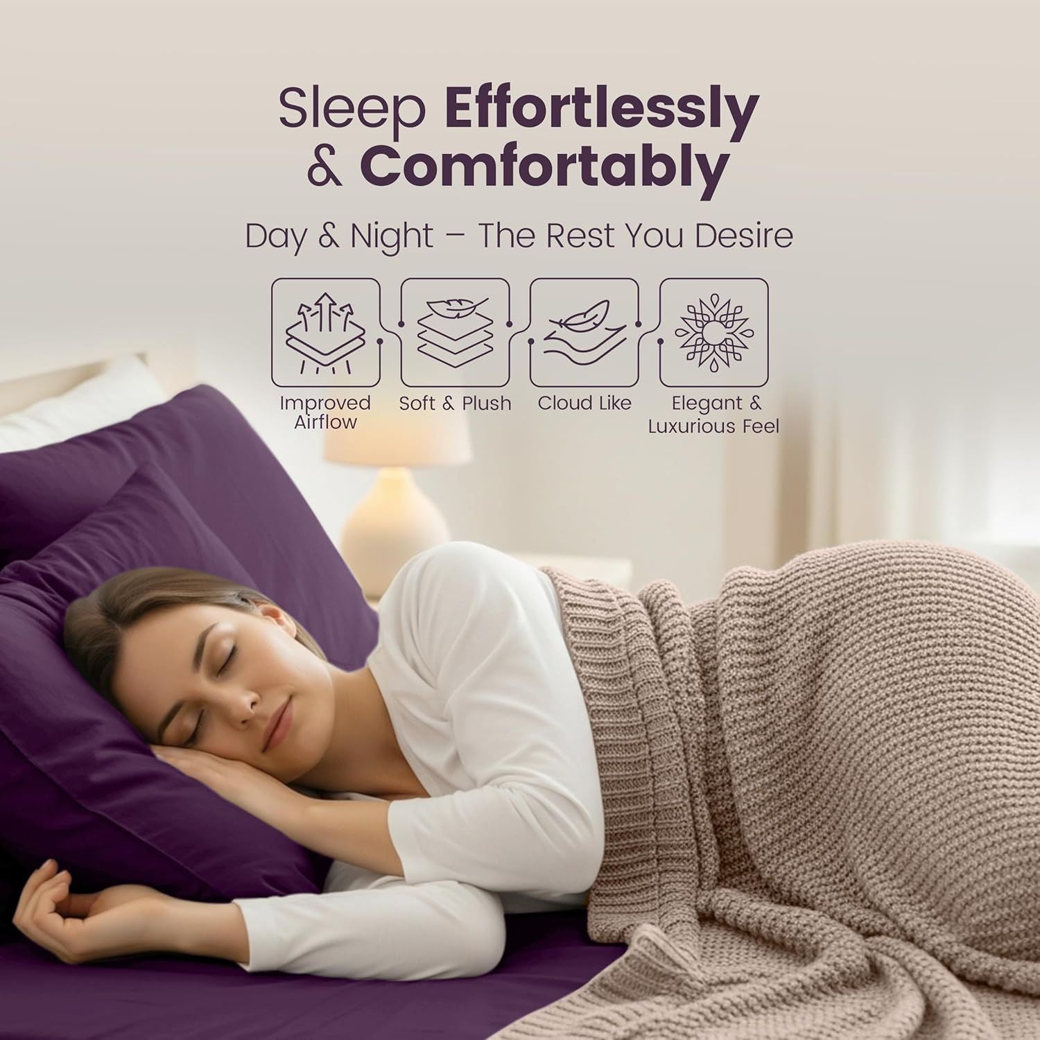 Hotel Quality Fitted Sheet - 1 Piece Fitted Sheet  -Breathable Bedding - Wrinkle, Fade, Stain Resistant- 16inch/40cm Deep Pocket Fitted Bed Sheet-Wrinkle and Fade Resistant,(Purple,Super King)