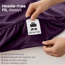 Hotel Quality Fitted Sheet - 1 Piece Fitted Sheet  -Breathable Bedding - Wrinkle, Fade, Stain Resistant- 16inch/40cm Deep Pocket Fitted Bed Sheet-Wrinkle and Fade Resistant,(Purple,Super King)