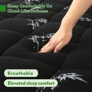 800GSM Mattress Topper Viscose Derived from Bamboo, Thick Pillowtop Fitted Mattress Cover with 45cm Deep Skirt - Machine Washable Hypoallergenic(King,Black)