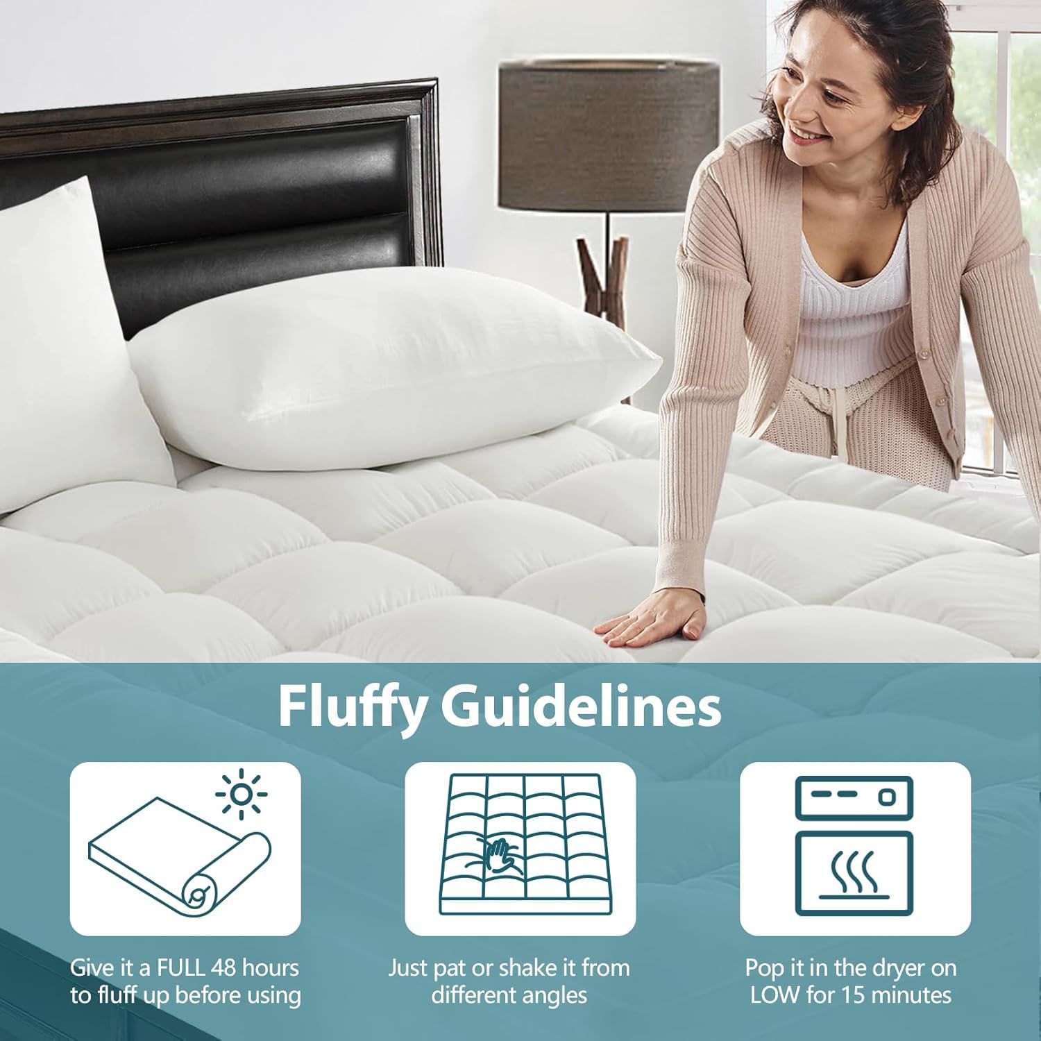 1000GSM Mattress Topper Viscose Derived from Bamboo, Thick Pillowtop Fitted Mattress Cover with 45cm Deep Skirt - Machine Washable Hypoallergenic（King Single,Black）