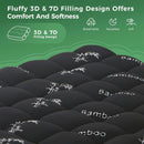 800GSM Mattress Topper Viscose Derived from Bamboo, Thick Pillowtop Fitted Mattress Cover with 45cm Deep Skirt - Machine Washable Hypoallergenic(Queen,,Black)
