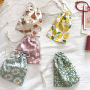 Travel Storage Cotton Bag Drawstring Multi-Purpose. Gray background bunny-cotton material