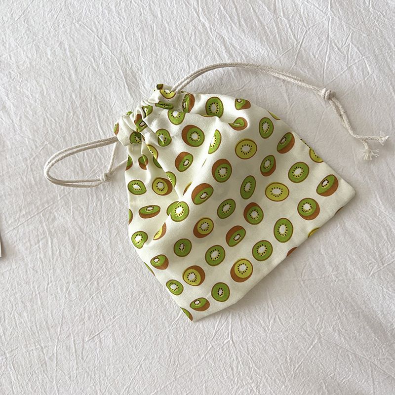 Travel Storage Cotton Bag Drawstring Multi-Purpose. Kiwi fruit-cotton material