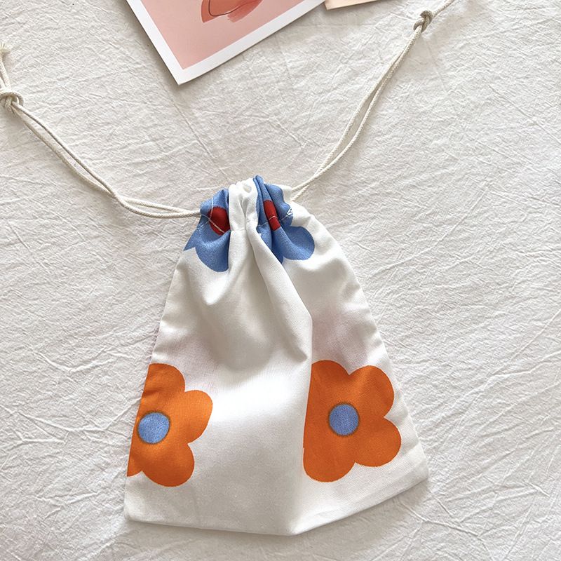 Travel Storage Cotton Bag Drawstring Multi-Purpose. Small flower-cotton material