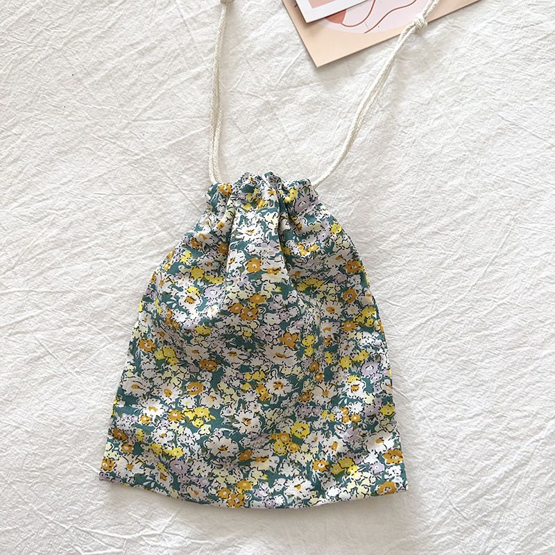 Dear Travel Storage Bag Cotton Multi-Purpose BYBY-198 Green small floral-cotton material