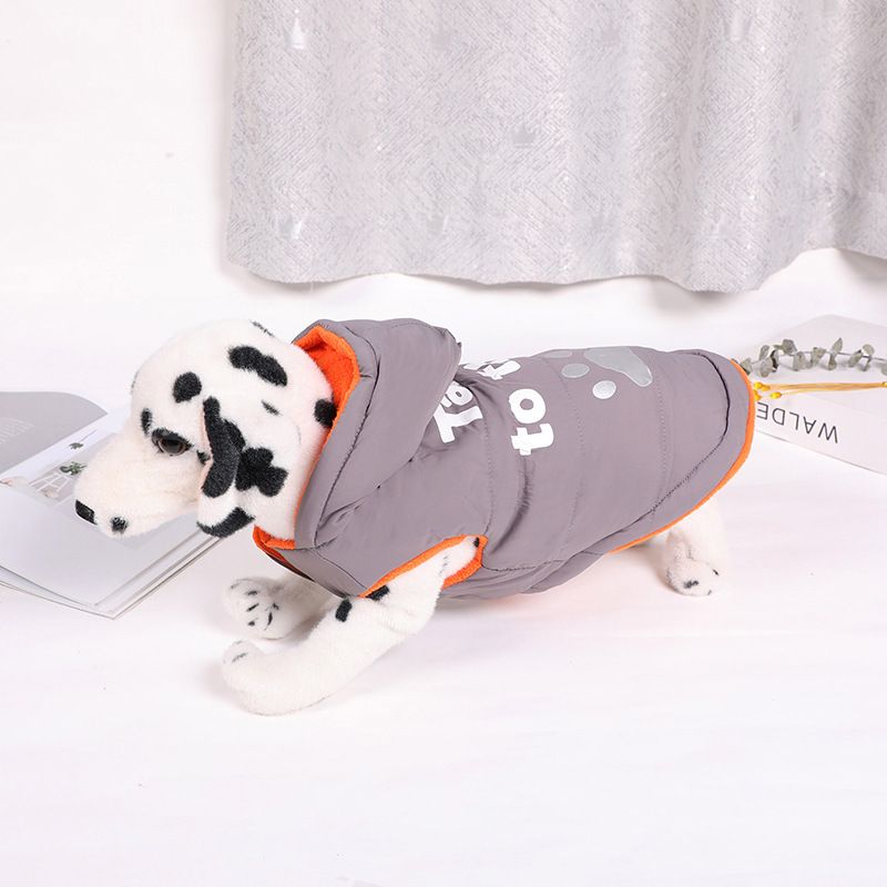 Dog Vest Cotton Winter Warm Waterproof Pet Clothing Gray L