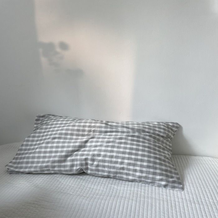 Pure Cotton Pillowcase 48x74cm Scattered gray grid L 48*74 single pillowcase