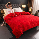 Milk Velvet Quilt Cover Double Sided Fleece Red Rose 220x240cm