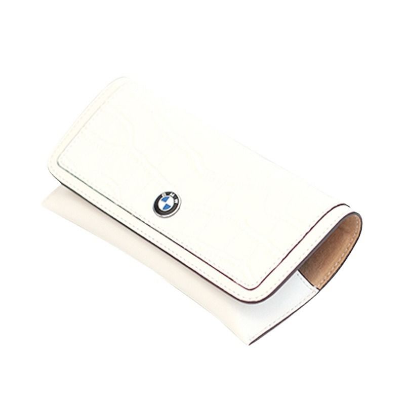 Genuine Leather Car Glasses Clip Sun Visor Holder Black (car logo optional)