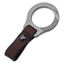 Titanium Alloy Keychain Car Key Holder EDC Gadget Buckle + black leather strip