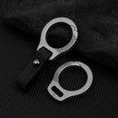 Titanium Alloy Keychain Car Key Holder EDC Gadget Buckle + black leather strip
