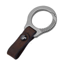 Titanium Alloy Keychain Car Key Holder EDC Gadget Buckle + black leather strip