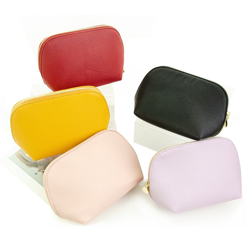 PU Leather Makeup Bag Custom Cube Waterproof Travel. Black