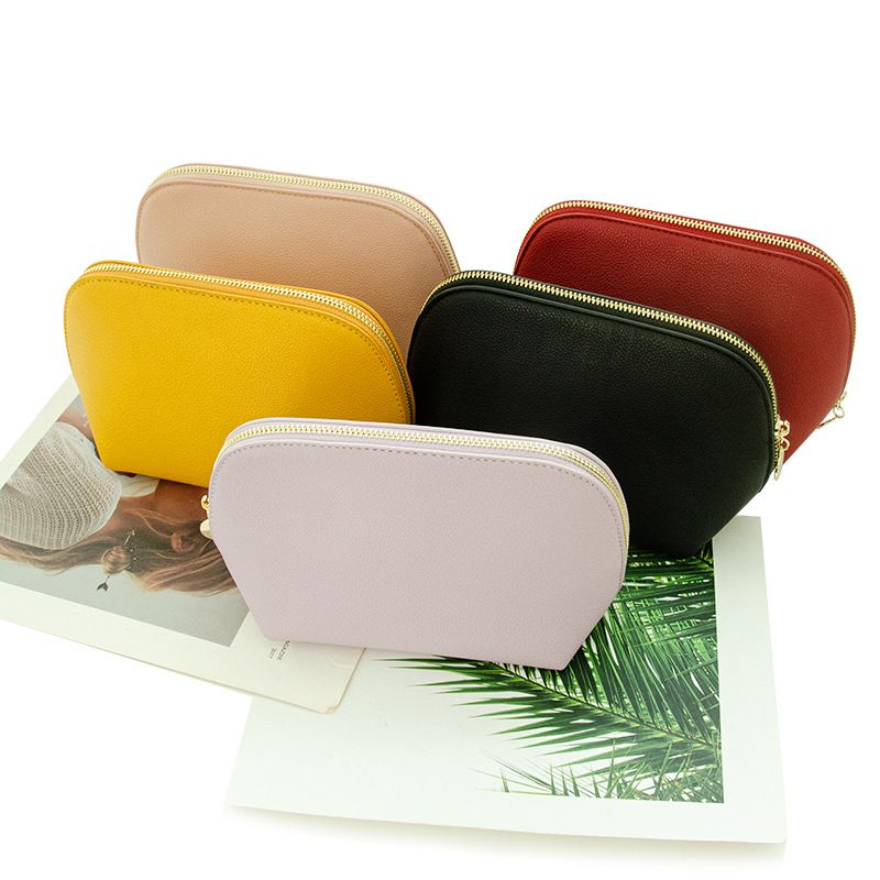 PU Leather Makeup Bag Custom Cube Waterproof Travel. Pink