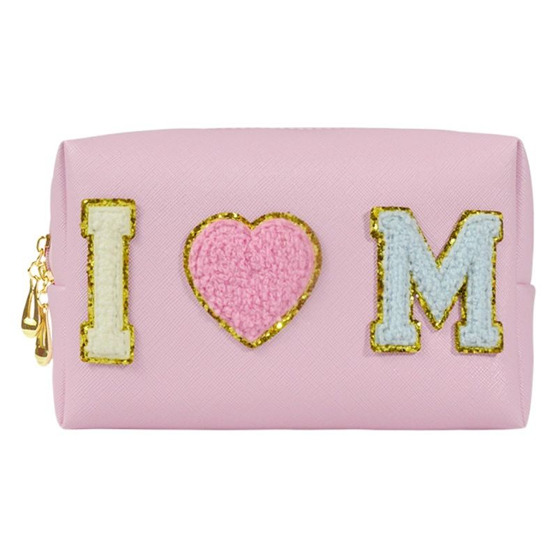Cute PU Cube Makeup Bag Waterproof Travel Toiletry Pink