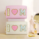 Cute PU Cube Makeup Bag Waterproof Travel Toiletry Pink