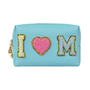 Cute PU Cube Makeup Bag Waterproof Travel Toiletry Lake Blue
