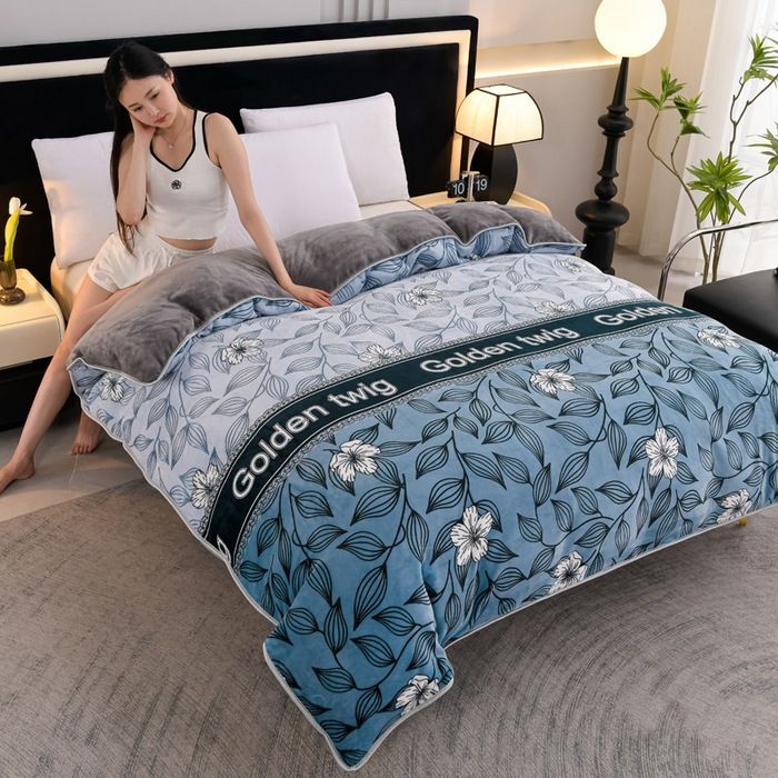 Milk Velvet Quilt Cover Double Sided Fleece Gardenia blooming 220x240cm