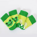 Foot art mouse Pet Socks Cartoon Anti Slip Green frog M [recommended foot width: approximately 4 cm] 2.5-6kg net weight