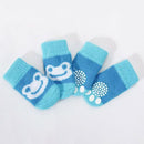 Foot art mouse Pet Socks Cartoon Anti Slip Blue frog M [recommended foot width: approximately 4 cm] 2.5-6kg net weight