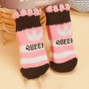 Foot art mouse Pet Socks Cartoon Anti Slip Pink Crown S [recommended foot width is about 3.3] 2.5kg within