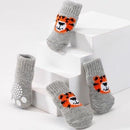 Foot art mouse Pet Socks Cartoon Anti Slip Gray Tiger S [recommended foot width is about 3.3] 2.5kg within