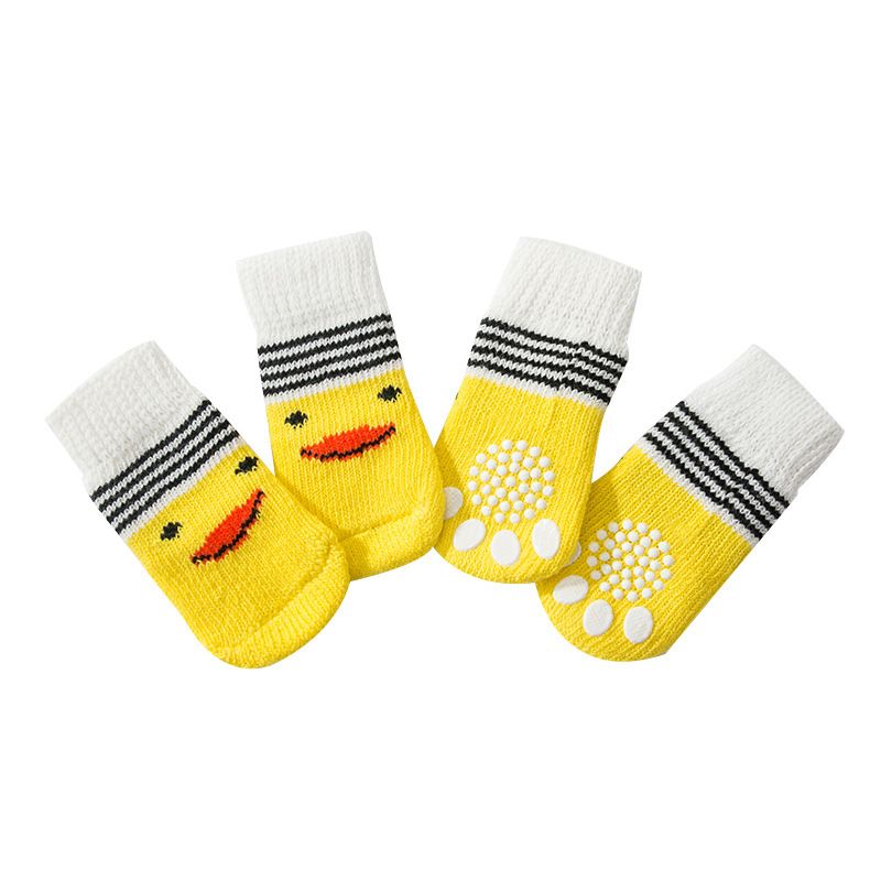 Foot art mouse Pet Socks Cartoon Anti Slip Yellow Little Bee L [recommended foot width is about 4.5] 6-11kg within