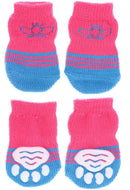 Foot art mouse Pet Socks Cartoon Anti Slip Pink blue crown Xl-super large [recommended within 5.5] 11-16kg within