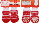 Foot art mouse Pet Socks Cartoon Anti Slip Red snow cute socks Xl-super large [recommended within 5.5] 11-16kg within