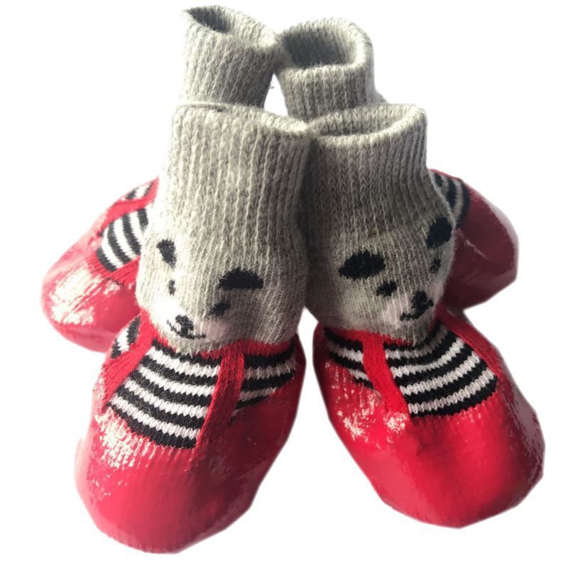 Rubber Dog Shoes Waterproof Anti Slip Blue bear [socks] L large size comes with 4 straps. recommendations [ 4-8kg ] shoe width 5.5cm