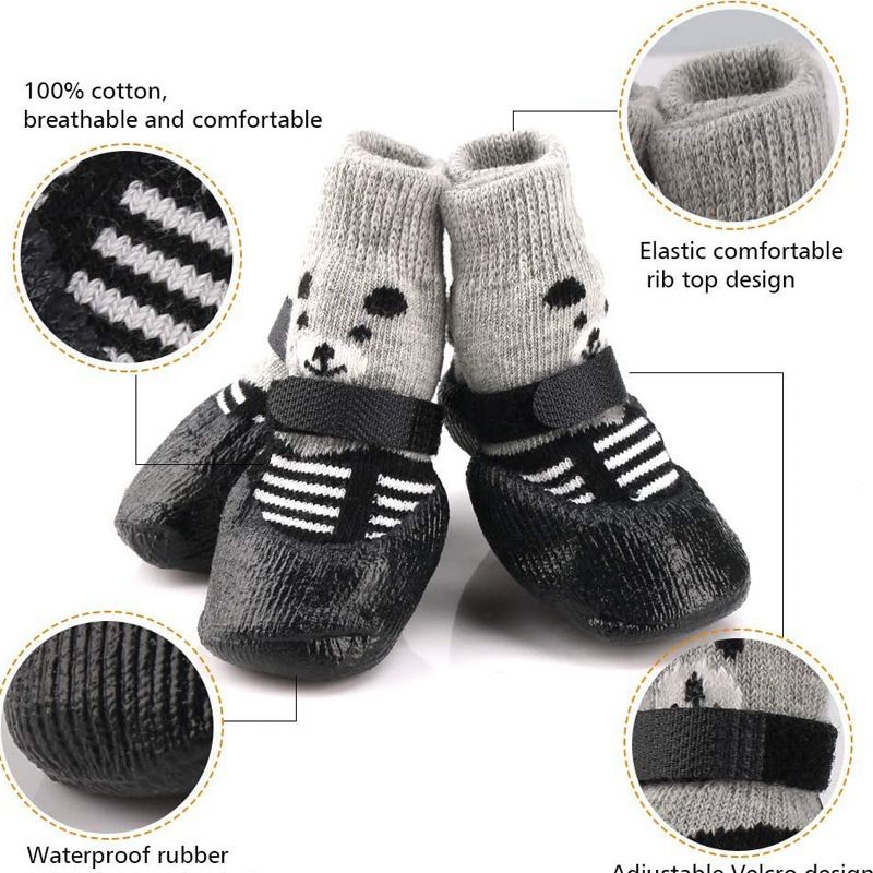 Rubber Dog Shoes Waterproof Anti Slip Blue bear [socks] Medium size m comes with 4 straps. recommended [within 1.5-4kg cm] shoe width 4.5cm